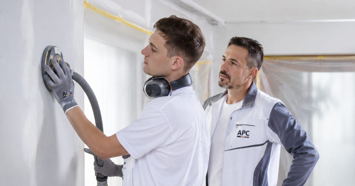 Joven realizando un curso para encontrar trabajo mediante formación práctica en pintura profesional.