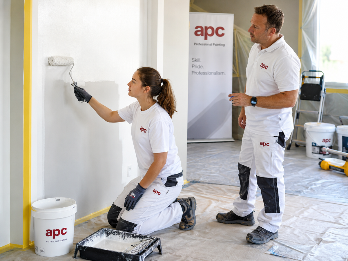 Persona aprendiendo las técnicas necesarias para ser pintor profesional mediante formación práctica.