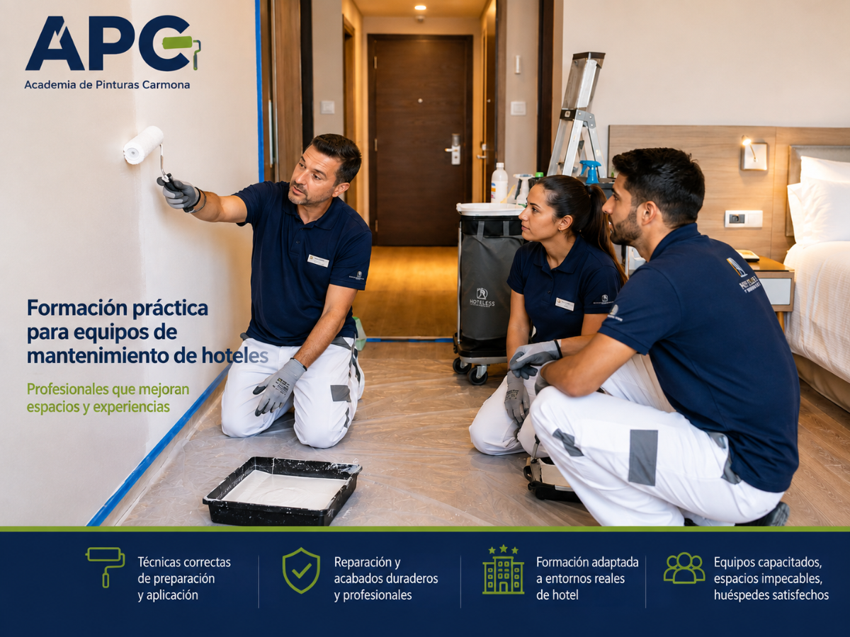 Formación en pintura para hoteles dirigida a equipos profesionales de mantenimiento en Benidorm.
